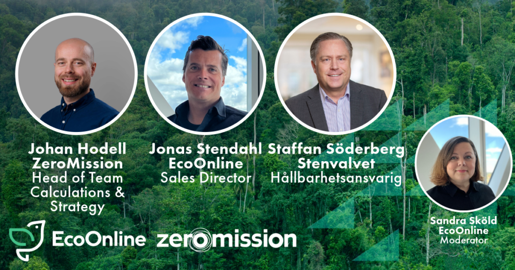 Fyra bilder på medarbetare från ZeroMission, EcoOnline och Stenvalvet.