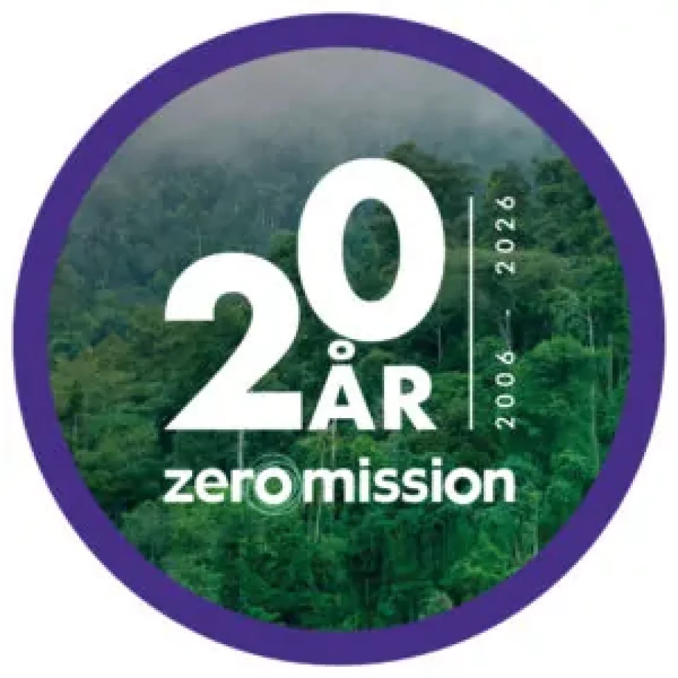 ZeroMission logga för att fira 20-årsdagen som infaller 2026.